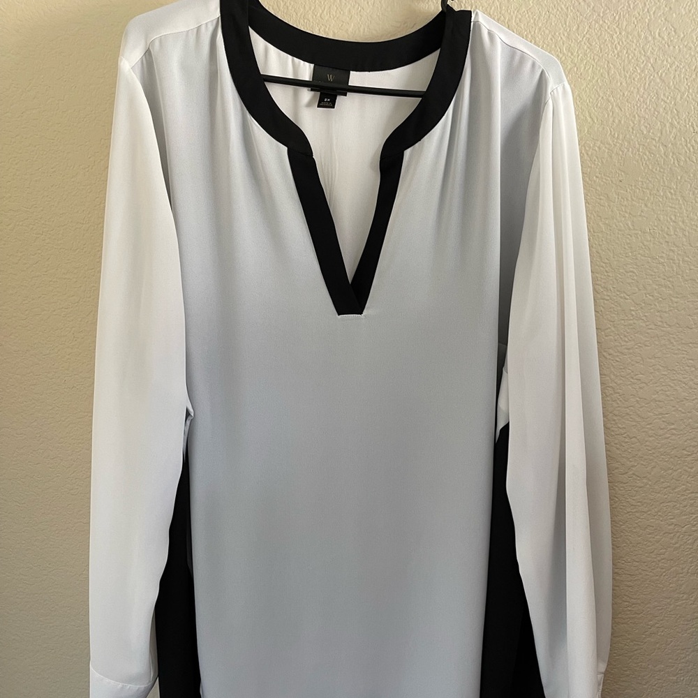 Vneck black and white blouse